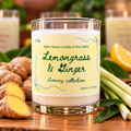 Lemongrass & Ginger Soy Candle, 220g, approximate burn time 35 hours